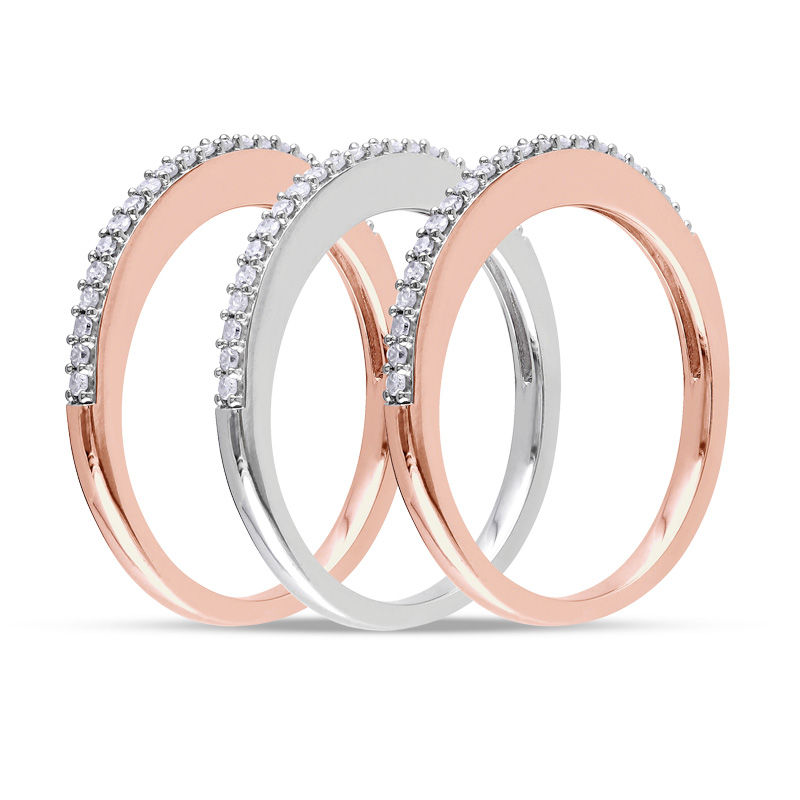 Main Image 2 of 0.50 CT. T.W. Diamond Stackable Three Ring Set in 10K Two-Tone Gold