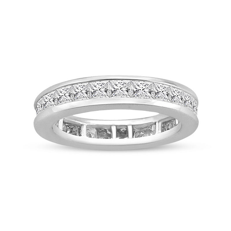 Main Image 1 of 2.95 CT. T.W. Princess-Cut Diamond Channel Set Eternity Wedding Band in 14K White Gold
