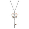Open Hearts by Jane Seymour™ 0.04 CT. T.W. Diamond Heart-Top Key Pendant in Sterling Silver and 10K Rose Gold