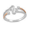 Thumbnail Image 1 of Open Hearts by Jane Seymour™ 0.13 CT. T.W. Diamond Open Shank Ring in Sterling Silver and 10K Rose Gold