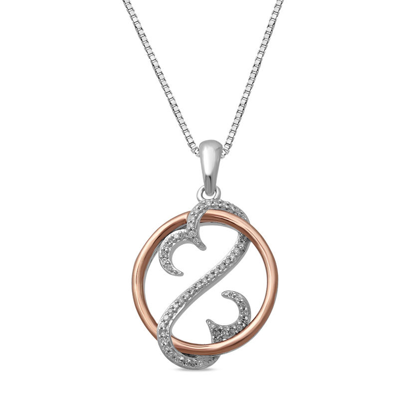 Open Hearts by Jane Seymour™ 0.10 CT. T.W. Diamond Intertwining Circle Pendant in Sterling Silver and 10K Rose Gold|Peoples Jewellers