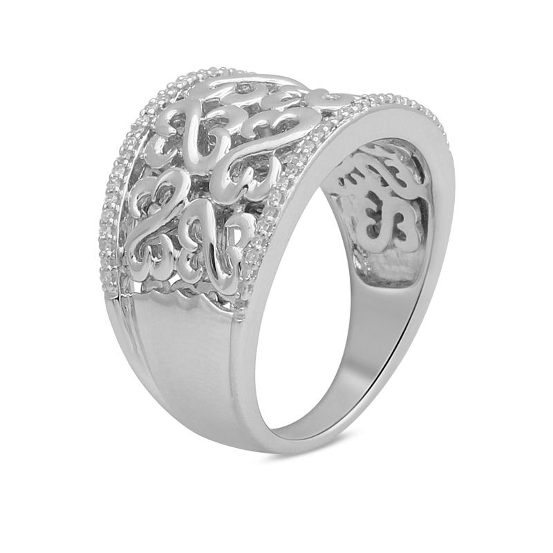 Main Image 2 of Open Hearts by Jane Seymour™ 0.15 CT. T.W. Diamond Band in Sterling Silver
