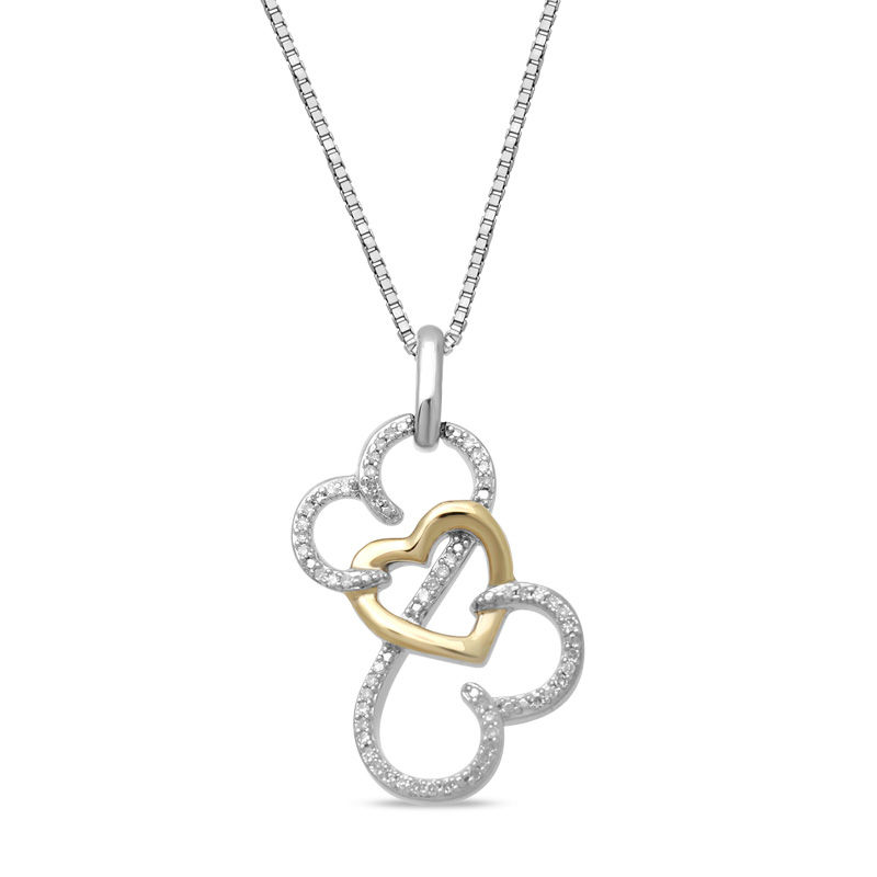 Open Hearts by Jane Seymour™ 0.10 CT. T.W. Diamond Pendant in Sterling Silver and 10K Gold