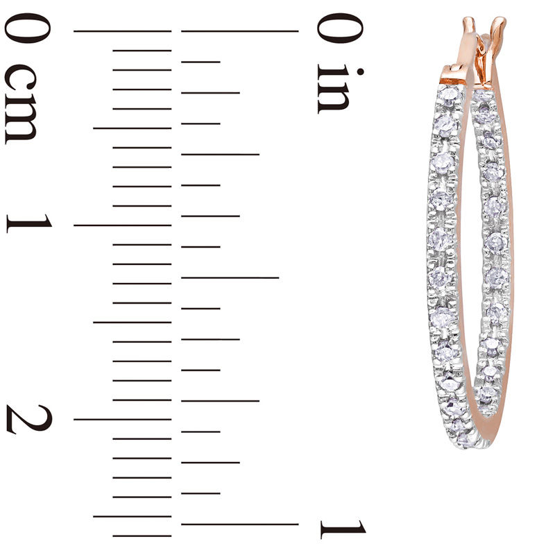 Main Image 3 of 0.25 CT. T.W. Diamond Inside-Out Hoop Earrings in 10K Rose Gold