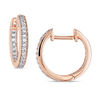 Thumbnail Image 1 of 0.23 CT. T.W. Diamond Inside-Out Vintage-Style Huggie Hoop Earrings in 14K Rose Gold