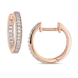 0.23 CT. T.W. Diamond Inside-Out Vintage-Style Huggie Hoop Earrings in 14K Rose Gold