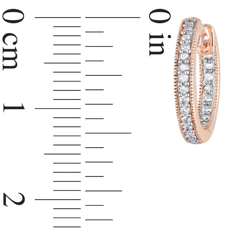 Main Image 3 of 0.23 CT. T.W. Diamond Inside-Out Vintage-Style Huggie Hoop Earrings in 14K Rose Gold