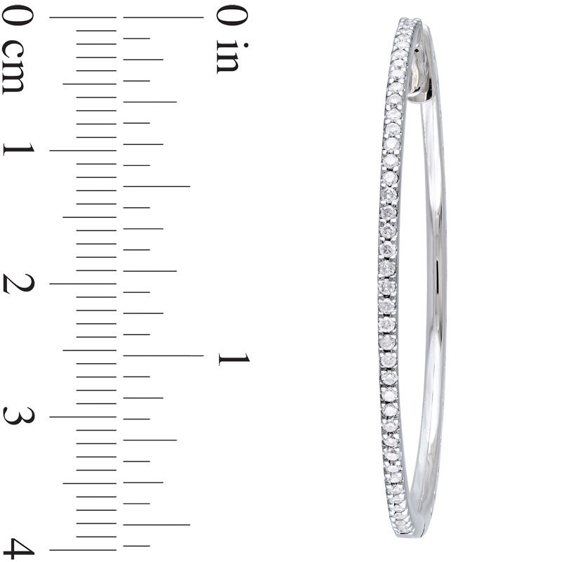 Main Image 3 of 0.50 CT. T.W. Diamond Hoop Earrings in 10K White Gold
