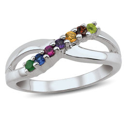 Mother's Birthstone Split Shank Crossover Ring (3-7 Stones)