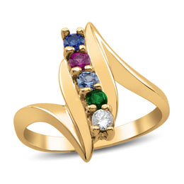 Mother's Birthstone Linear Bypass Ring (3-5 Stones)