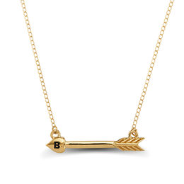 Engravable Sideways Arrow Necklace (1 Initial)
