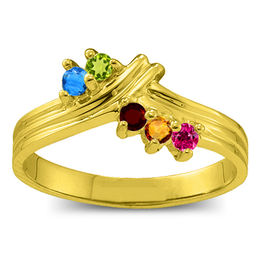 Mother's Birthstone Multi-Row Criss-Cross Ring (3-8 Stones)