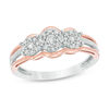 0.24 CT. T.W. Diamond Three Stone Frame Ring in 10K Two-Tone Gold