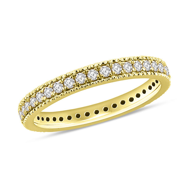 0.45 CT. T.W. Diamond Channel Set Vintage-Style Eternity Wedding Band in 14K Gold