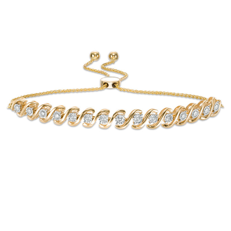 Main Image 1 of 0.50 CT. T.W. Diamond "S" Bolo Bracelet in 10K Gold - 9.0"
