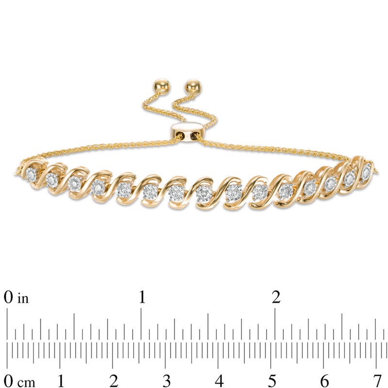 0.50 CT. T.W. Diamond "S" Bolo Bracelet in 10K Gold - 9.0"