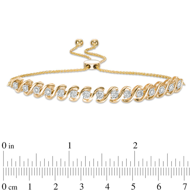 Main Image 2 of 0.50 CT. T.W. Diamond "S" Bolo Bracelet in 10K Gold - 9.0"