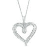 0.25 CT. T.W. Baguette and Round Diamond Heart Pendant in 10K White Gold