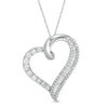 0.50 CT. T.W. Baguette and Round Diamond Tilted Heart Pendant in 10K White Gold