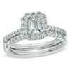 Thumbnail Image 0 of 0.67 CT. T.W. Emerald-Cut Diamond Frame Bridal Set in 14K White Gold