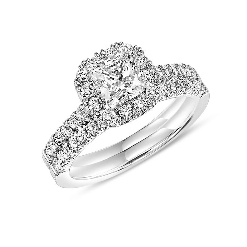 Cushion cut diamond bridal set Clearance