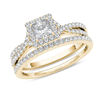 Thumbnail Image 0 of 0.95 CT. T.W. Princess-Cut Diamond Frame Twist Bridal Set in 14K Gold