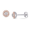 Thumbnail Image 1 of 0.25 CT. T.W. Multi-Diamond Frame Stud Earrings in Two-Tone Sterling Silver
