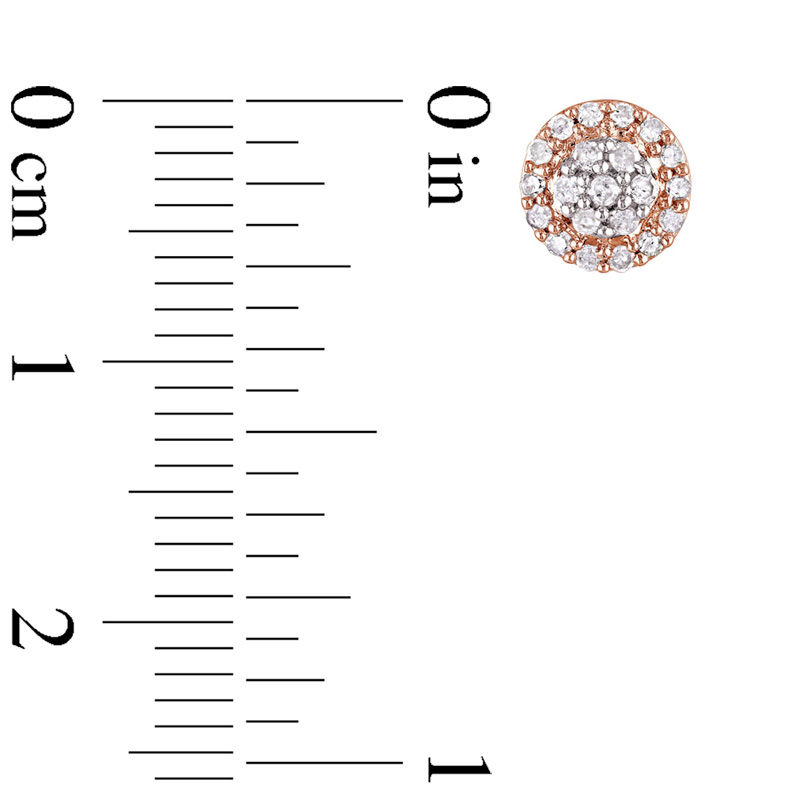 Main Image 3 of 0.25 CT. T.W. Multi-Diamond Frame Stud Earrings in Two-Tone Sterling Silver