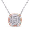 0.47 CT. T.W. Composite Diamond Cushion Frame Pendant in Two-Tone Sterling Silver
