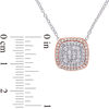 0.47 CT. T.W. Composite Diamond Cushion Frame Pendant in Two-Tone Sterling Silver