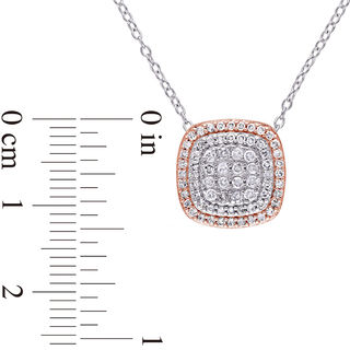 0.47 CT. T.W. Composite Diamond Cushion Frame Pendant in Two-Tone Sterling Silver