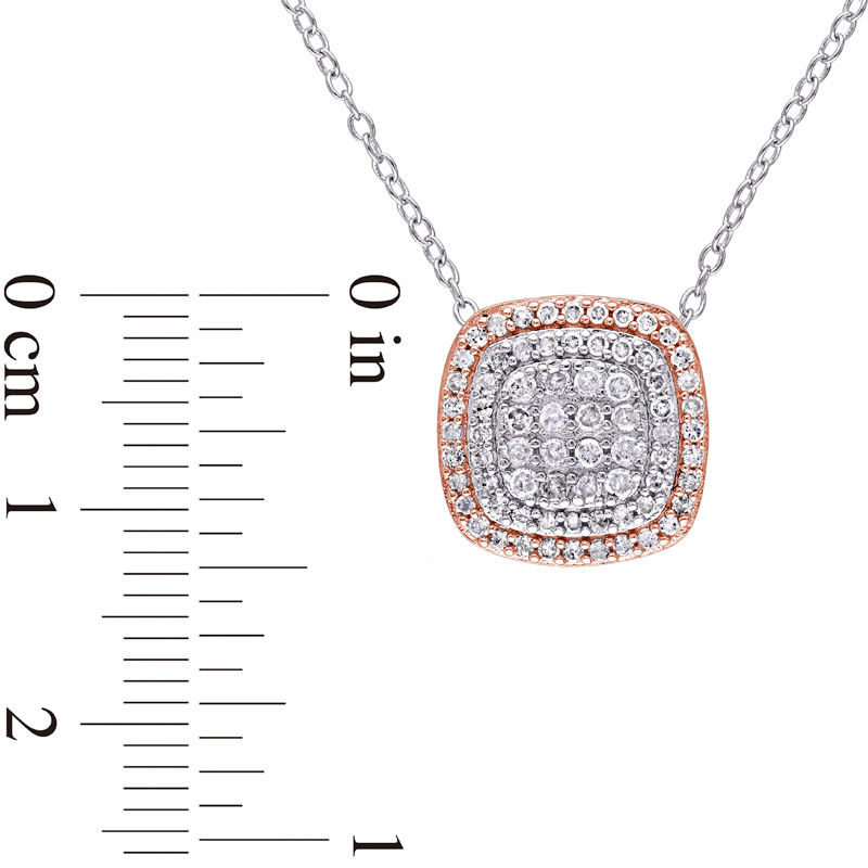 0.47 CT. T.W. Composite Diamond Cushion Frame Pendant in Two-Tone Sterling Silver