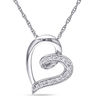 Thumbnail Image 0 of Diamond Accent Tilted Swirl Heart Pendant in 10K White Gold - 17"