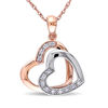 Diamond Accent Tilted Double Heart Pendant in 10K Two-Tone Gold - 17"