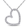 Thumbnail Image 0 of 0.09 CT. T.W. Diamond Tilted Heart Pendant in 10K White Gold - 17"