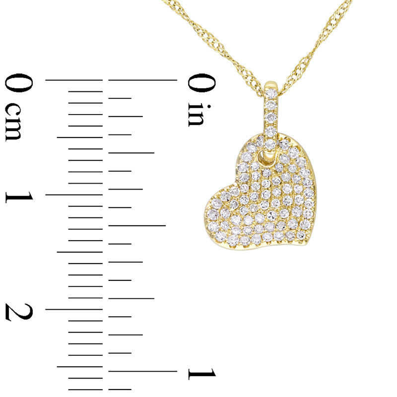 0.25 CT. T.W. Diamond Tilted Heart Pendant in 14K Gold - 17"