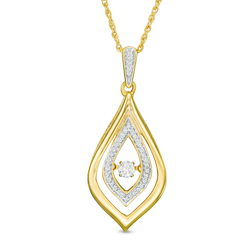 Unstoppable Love™ 0.12 CT. T.W. Diamond Double Flame Pendant in 10K Gold
