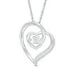 Unstoppable Love™ 0.07 CT. T.W. Diamond Double Tilted Heart Pendant in Sterling Silver