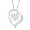 Thumbnail Image 1 of Unstoppable Love™ 0.07 CT. T.W. Diamond Double Tilted Heart Pendant in Sterling Silver