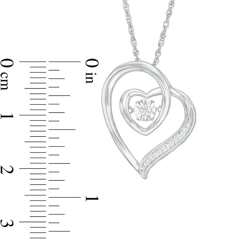 Unstoppable Love™ 0.07 CT. T.W. Diamond Double Tilted Heart Pendant in Sterling Silver