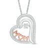 Thumbnail Image 0 of Unstoppable Love™ 0.18 CT. T.W. Diamond Tilted "MOM" Heart Pendant in 10K Two-Tone Gold