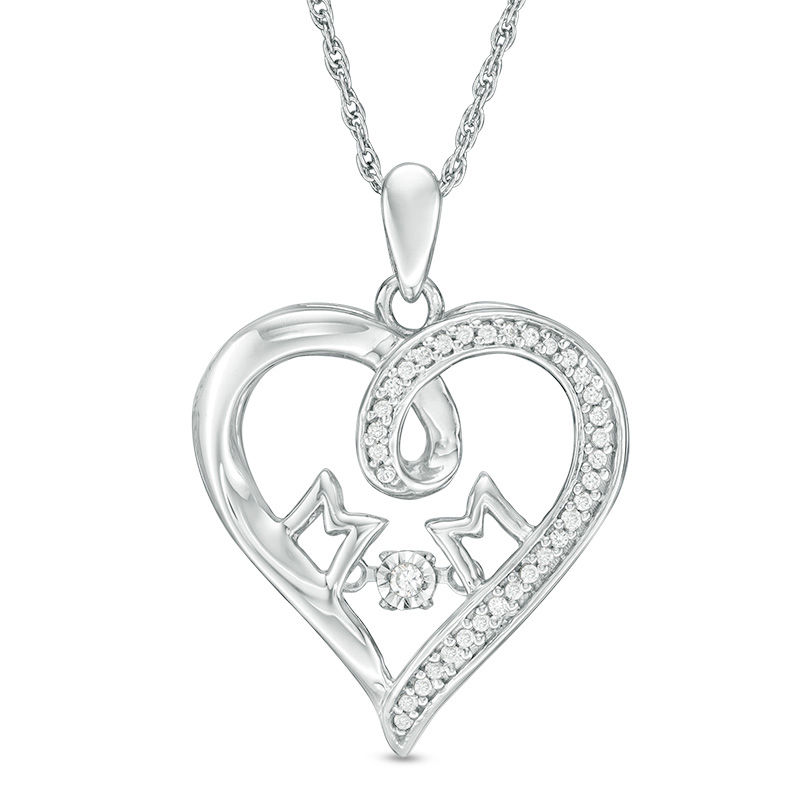 Unstoppable Love™ 0.15 CT. T.W. Diamond "MOM" Looped Heart Pendant in Sterling Silver