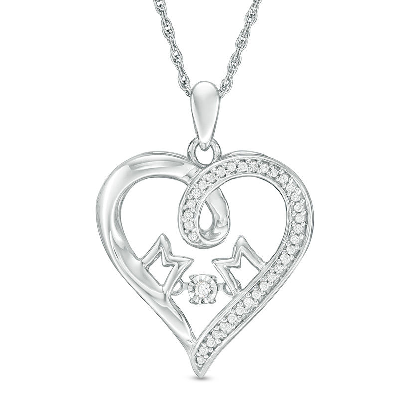 Unstoppable Love™ 0.15 CT. T.W. Diamond "MOM" Looped Heart Pendant in Sterling Silver|Peoples Jewellers