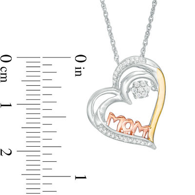 Unstoppable Love™ 0.11 CT. T.W. Composite Diamond "MOM" Tilted Heart Pendant in 10K Tri-Tone Gold