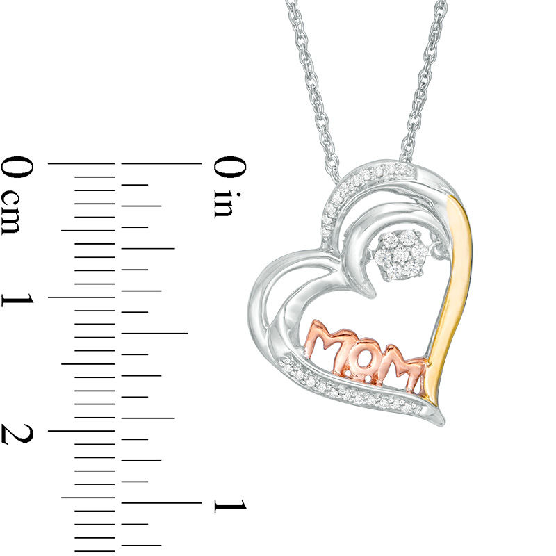 Unstoppable Love™ 0.11 CT. T.W. Composite Diamond "MOM" Tilted Heart Pendant in 10K Tri-Tone Gold