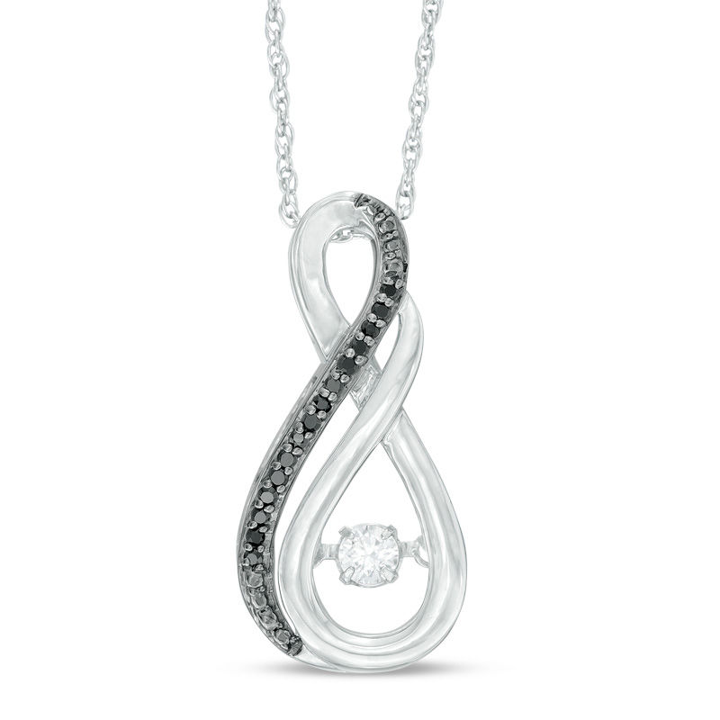 Unstoppable Love™ 0.15 CT. T.W. Enhanced Black and White Diamond Infinity Pendant in Sterling Silver
