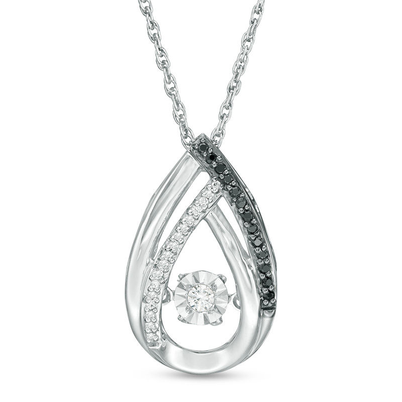 Unstoppable Love™ 0.11 CT. T.W. Enhanced Black and White Diamond Teardrop Pendant in Sterling Silver