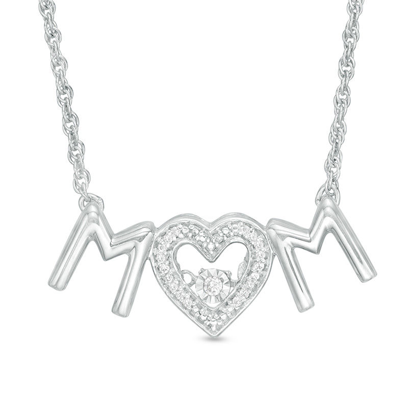 Unstoppable Love™ Diamond Accent "MOM" Heart Necklace in Sterling Silver