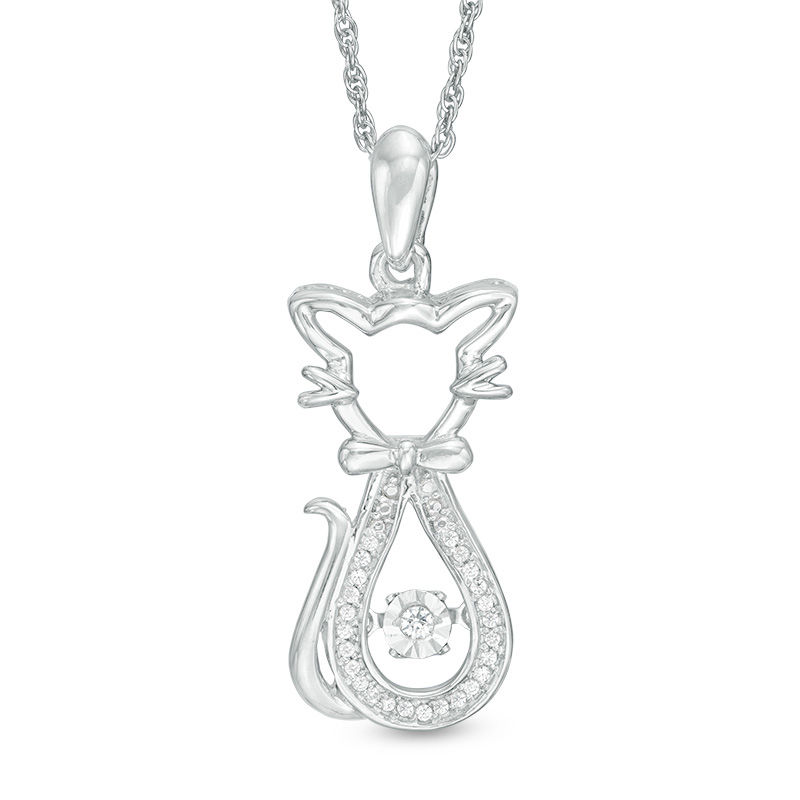 Unstoppable Love™ Diamond Accent Sitting Pretty Cat Pendant in Sterling Silver