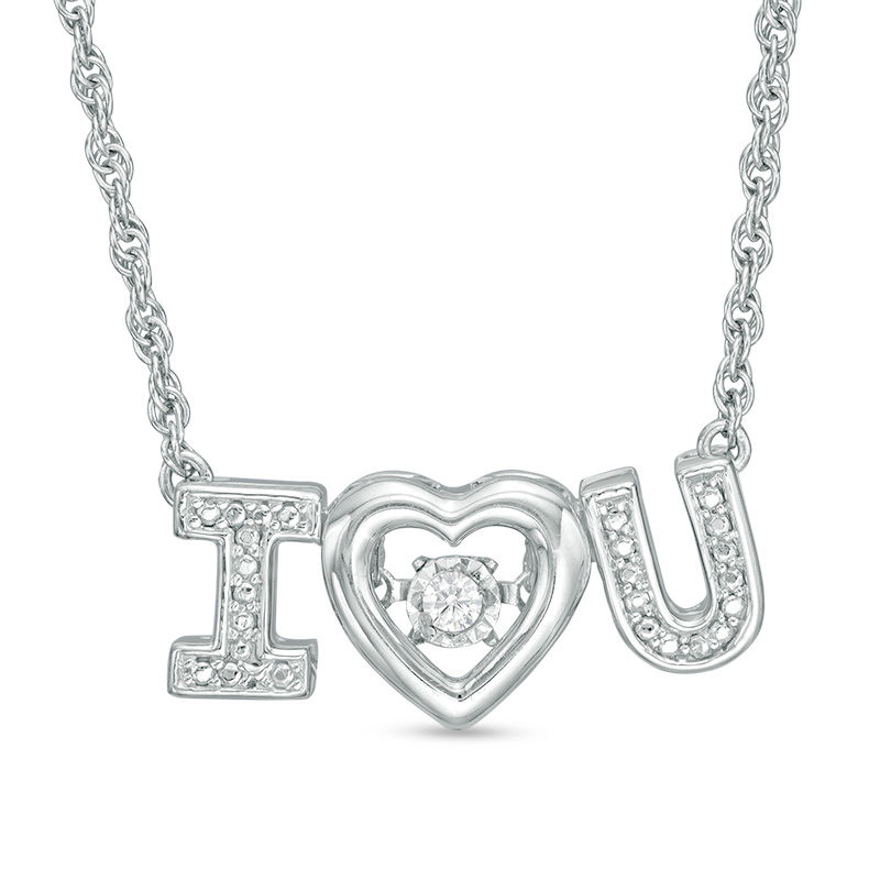 Unstoppable Love™ Diamond Accent "I Heart U" Necklace in Sterling Silver